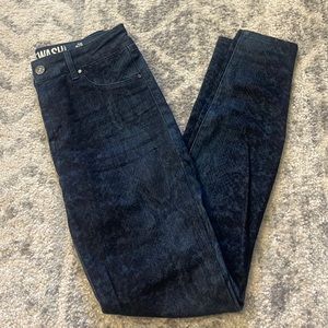 High Rise Snakeskin Print Skinny Jeans